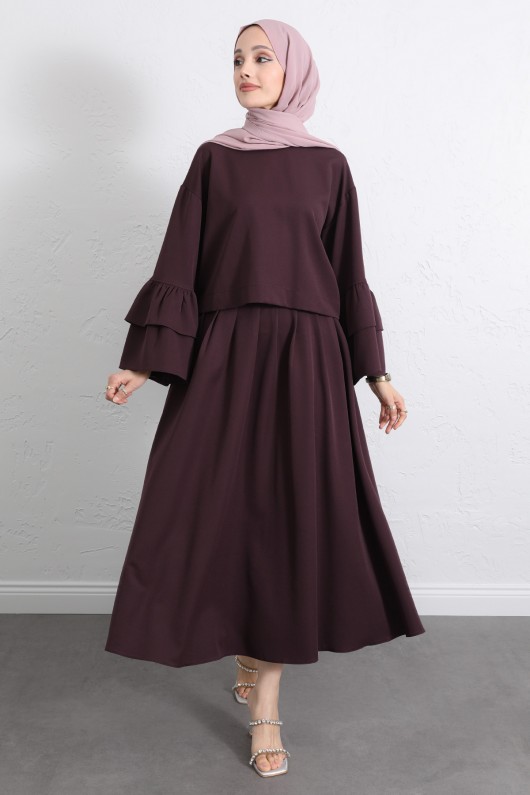 Volan Kollu Etekli Takım Y0075 - MÜRDÜM Volan Kollu Etekli Takım Y0075 - MÜRDÜM