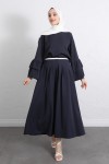 Volan Kollu Etekli Takım Y0075 - LACİVERT Volan Kollu Etekli Takım Y0075 - LACİVERT