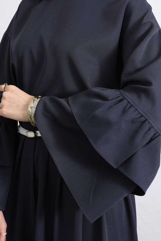 Volan Kollu Etekli Takım Y0075 - LACİVERT Volan Kollu Etekli Takım Y0075 - LACİVERT