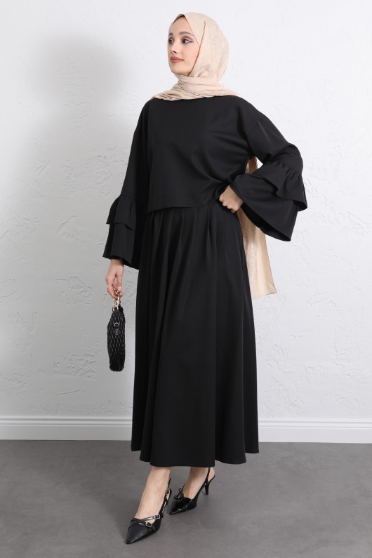 Volan Kollu Etekli Takım Y0075 - SİYAH