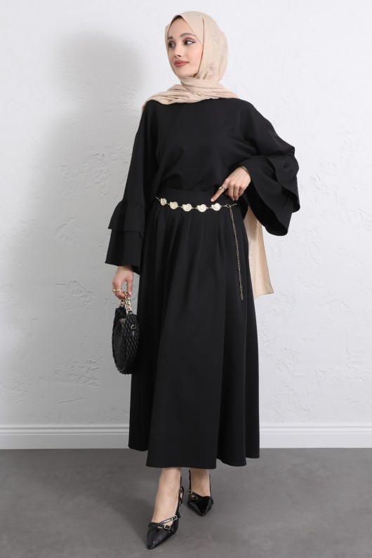 Volan Kollu Etekli Takım Y0075 - SİYAH