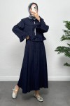 Geniş Yaka Etekli Takım Y0091 - LACİVERT