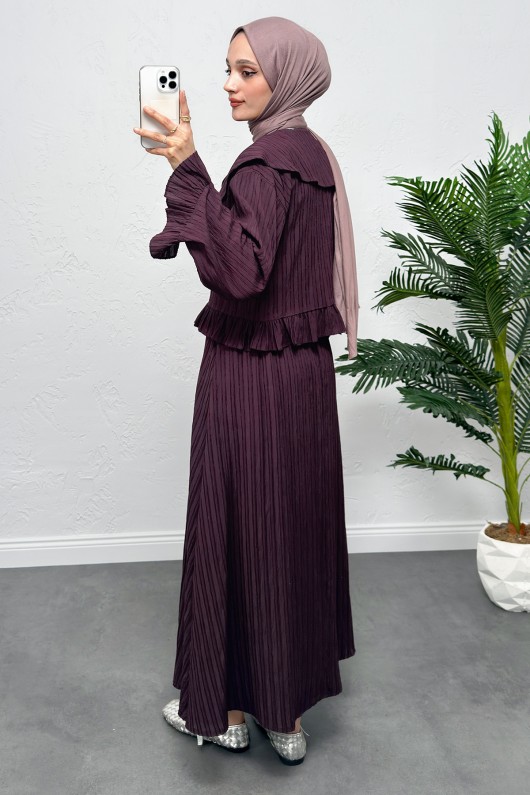 Geniş Yaka Etekli Takım Y0091 - MÜRDÜM