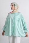 Kol Büzgülü Fırfırlı Gömlek Y0093 - MİNT YEŞİLİ