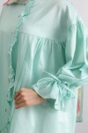 Kol Büzgülü Fırfırlı Gömlek Y0093 - MİNT YEŞİLİ