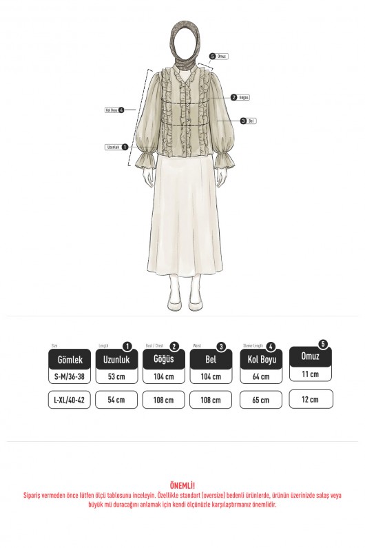 Şerit Fırfırlı Düğmeli Gömlek Y0096 - MÜRDÜM