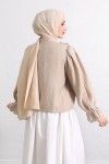 Şerit Fırfırlı Düğmeli Gömlek Y0096 - BEJ Şerit Fırfırlı Düğmeli Gömlek Y0096 - BEJ