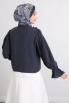Şerit Fırfırlı Düğmeli Gömlek Y0096 - LACİVERT