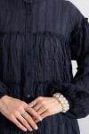 Katlı Büzgülü Gömlek Y0098 - LACİVERT Katlı Büzgülü Gömlek Y0098 - LACİVERT