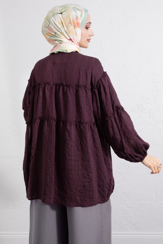 Katlı Büzgülü Gömlek Y0098 - MÜRDÜM