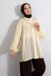 Katlı Büzgülü Gömlek Y0098 - SARI