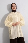 Katlı Büzgülü Gömlek Y0098 - SARI