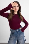 Parmak Geçirmeli Bluz Y2044 - BORDO