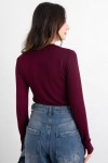 Parmak Geçirmeli Bluz Y2044 - BORDO