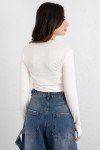 Parmak Geçirmeli Bluz Y2044 - EKRU