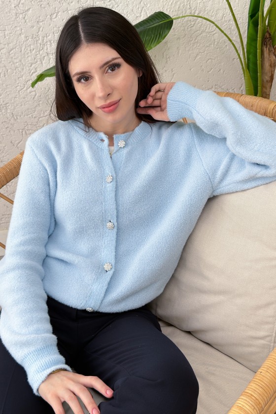 Peluş Triko Hırka 00119 - BEBE MAVİSİ