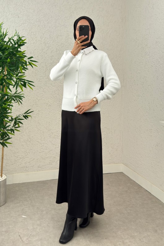 Peluş Triko Hırka 00119 - KREM