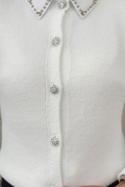 Peluş Triko Hırka 00119 - KREM