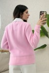 Peluş Triko Hırka 00119 - PEMBE