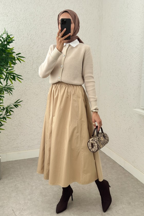 Peluş Triko Hırka 00119 - TAŞ RENGİ Peluş Triko Hırka 00119 - TAŞ RENGİ