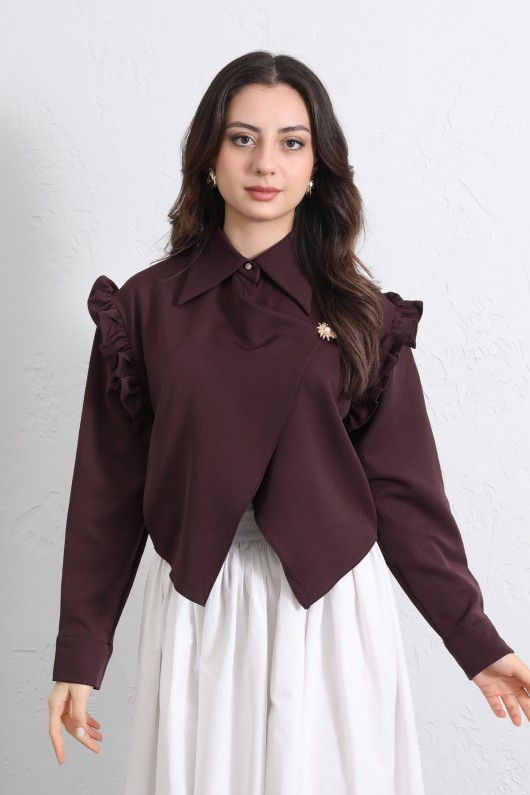 Çapraz Kesim Volanlı Bluz Y0070 - MÜRDÜM