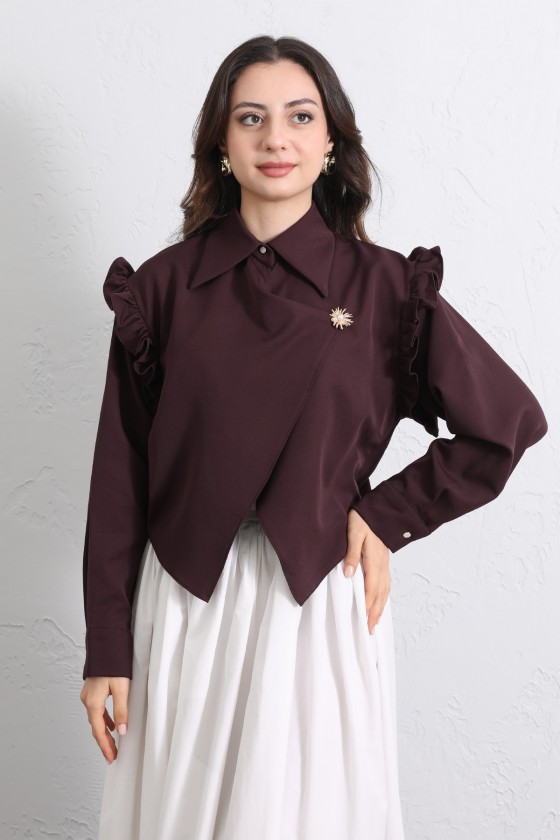 Çapraz Kesim Volanlı Bluz Y0070 - MÜRDÜM