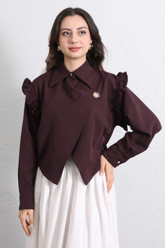 Çapraz Kesim Volanlı Bluz Y0070 - MÜRDÜM