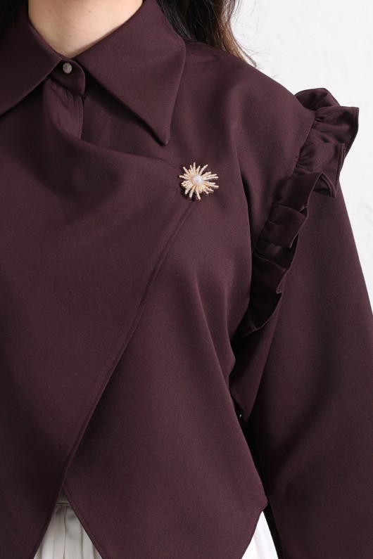 Çapraz Kesim Volanlı Bluz Y0070 - MÜRDÜM