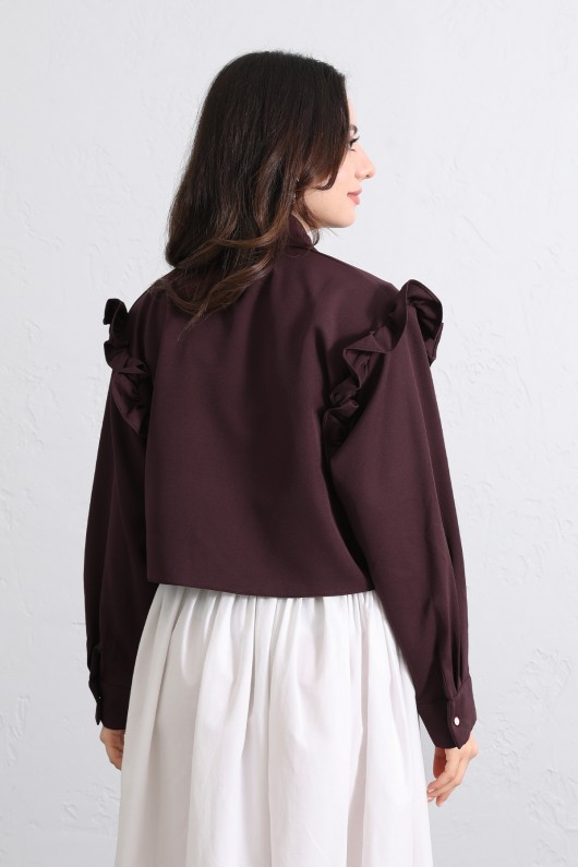 Çapraz Kesim Volanlı Bluz Y0070 - MÜRDÜM