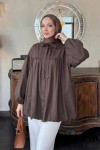 Yaka Kuşaklı Tunik Y0088 - KAHVERENGİ