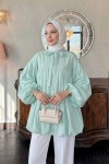 Yaka Kuşaklı Tunik Y0088 - SU YEŞİLİ