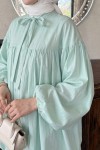 Yaka Kuşaklı Tunik Y0088 - SU YEŞİLİ