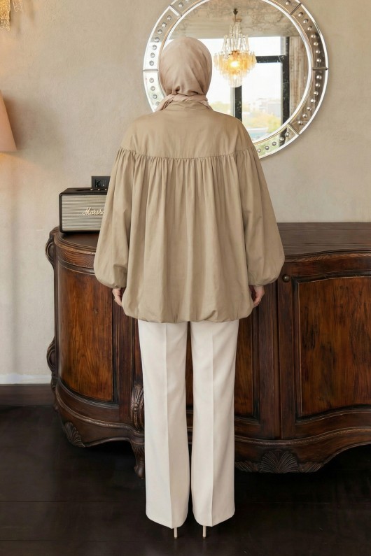 Yaka Kuşaklı Tunik Y0088 - VİZON