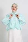 Volan Detaylı Balon Kol Gömlek Y0095 - MİNT YEŞİLİ