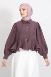 Volan Detaylı Balon Kol Gömlek Y0095 - MÜRDÜM