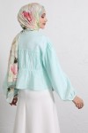 Çift Bağcıklı Büzgülü Gömlek Y0099 - MİNT YEŞİLİ Çift Bağcıklı Büzgülü Gömlek Y0099 - MİNT YEŞİLİ