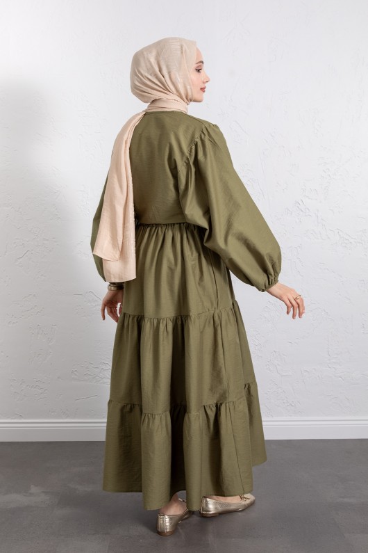 Bağlamalı Bluz Etek Takım Y0100 - HAKİ