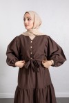 Bağlamalı Bluz Etek Takım Y0100 - KAHVERENGİ