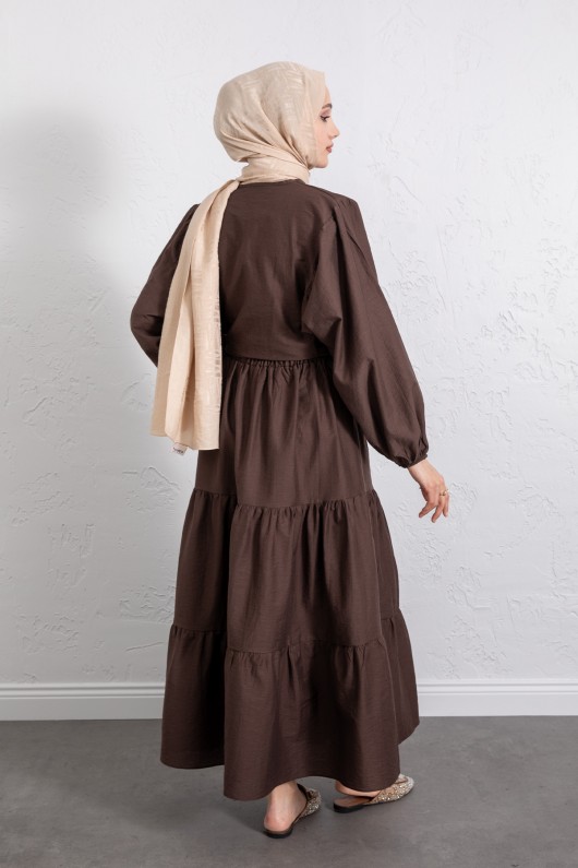 Bağlamalı Bluz Etek Takım Y0100 - KAHVERENGİ