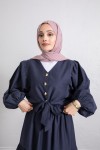 Bağlamalı Bluz Etek Takım Y0100 - LACİVERT Bağlamalı Bluz Etek Takım Y0100 - LACİVERT