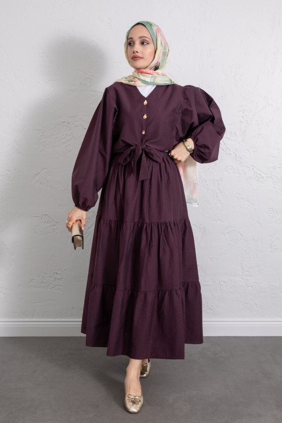 Bağlamalı Bluz Etek Takım Y0100 - MÜRDÜM