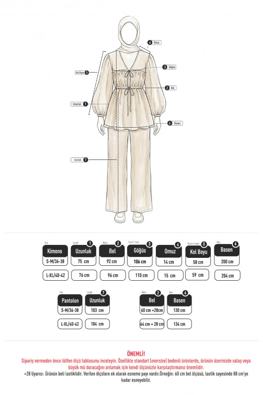 Önü Büzgülü Kimono Takım Y0102 - KAHVERENGİ Önü Büzgülü Kimono Takım Y0102 - KAHVERENGİ