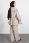 Önü Büzgülü Kimono Takım Y0102 - BEJ Önü Büzgülü Kimono Takım Y0102 - BEJ