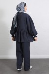 Önü Büzgülü Kimono Takım Y0102 - LACİVERT Önü Büzgülü Kimono Takım Y0102 - LACİVERT