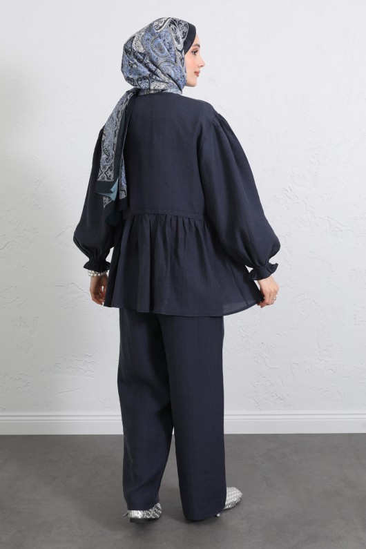 Önü Büzgülü Kimono Takım Y0102 - LACİVERT Önü Büzgülü Kimono Takım Y0102 - LACİVERT