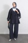 Önü Büzgülü Kimono Takım Y0102 - LACİVERT Önü Büzgülü Kimono Takım Y0102 - LACİVERT