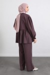 Önü Büzgülü Kimono Takım Y0102 - MÜRDÜM Önü Büzgülü Kimono Takım Y0102 - MÜRDÜM