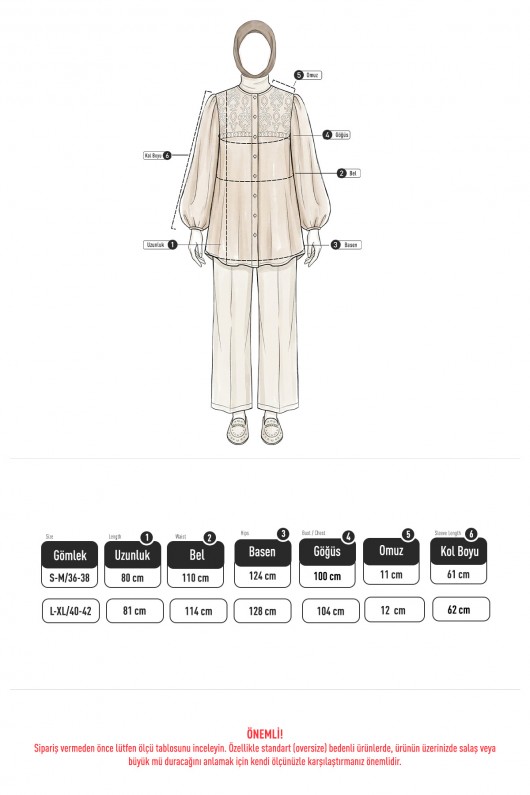 Nakış Detaylı Balon Kol Gömlek Y0103 - KAHVERENGİ Nakış Detaylı Balon Kol Gömlek Y0103 - KAHVERENGİ