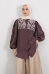 Nakış Detaylı Balon Kol Gömlek Y0103 - MÜRDÜM
