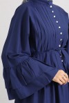 Volan Kollu Nervürlü Tunik Y0104 - İNDİGO Volan Kollu Nervürlü Tunik Y0104 - İNDİGO